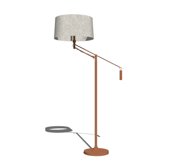 现代原木落地灯草图大师模型，布艺落地灯效果图su模型下载