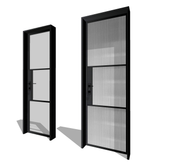 现代风格单开门现代风格铝合金门不锈钢门卫生间门长虹玻璃门超白玻璃门SU模型