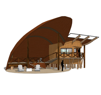 现代度假别墅草图大师模型，sketchup别墅su模型下载