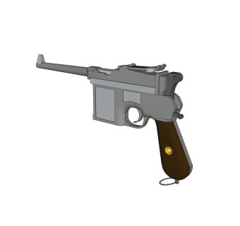 现代德国毛瑟手枪草图大师模型，毛瑟手枪sketchup模型下载