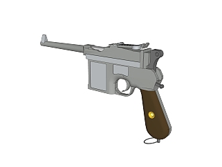 现代德国毛瑟手枪草图大师模型，毛瑟手枪sketchup模型下载