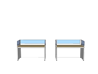 办公室屏风桌SU模型，屏风桌sketchup模型下载