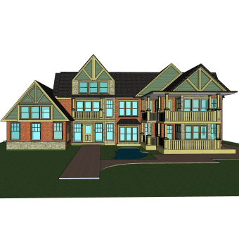 欧式独栋别墅草图大师模型，sketchup别墅su模型下载