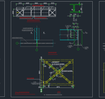 全套钢结构详图CAD素材，钢结构CAD节点大样图纸下载