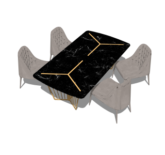 现代简约餐桌椅草图大师模型，餐桌椅skb文件