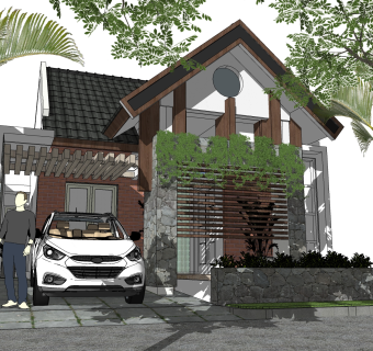 现代别墅草图大师模型下载，别墅SKP模型下载