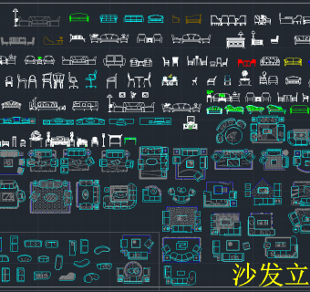 办公室家具平立面CAD素材，CAD建筑图纸下载