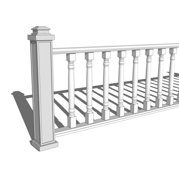 欧式栏杆SU模型，栏杆SKB文件下载