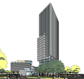 现代高层办公楼草图大师模型，高层办公楼sketchup模型免费下载