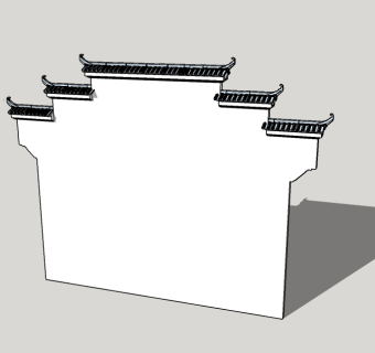 徽派马头墙skp文件下载，马头墙草图大师模型下载