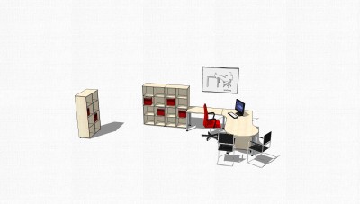 班台桌文件柜组合su模型，班台桌文件柜组合sketchup模型下载
