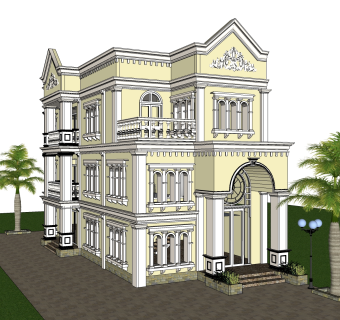 欧式别墅SU模型，别墅SKP模型下载