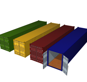 集装箱组合草图大师模型，集装箱sketchup模型下载