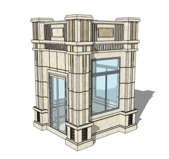 欧式岗亭skb模型分享，亭子sketchup模型下载