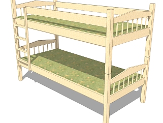 现代高低床铺草图大师模型，儿童床SU模型下载