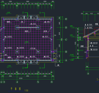 书斋建筑CAD施工图，书斋建筑CAD图纸下载