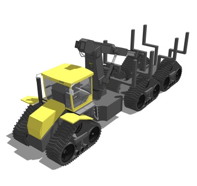 现代黄色工程车SU模型，工程车SKB文件下载