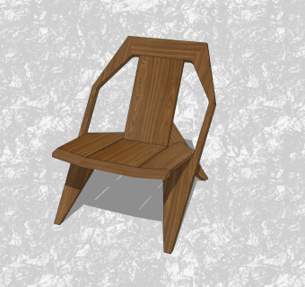 现代实木创意小座椅su模型，休闲椅草图大师模型下载