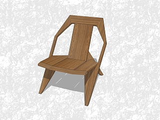 现代实木创意小座椅su模型，休闲椅草图大师模型下载