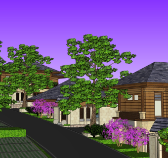 现代休闲度假私人别墅草图大师模型下载，独栋别墅sketchup模型