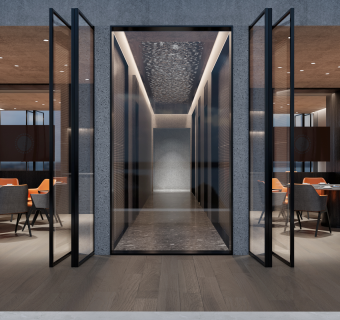 现代简约火锅店餐饮包房卡座CAD图纸，餐厅cad设计图纸下载