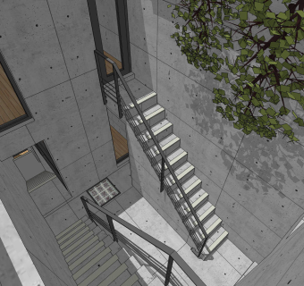 安藤忠雄作品新桥屋草图大师模型下载、新桥屋su模型下载