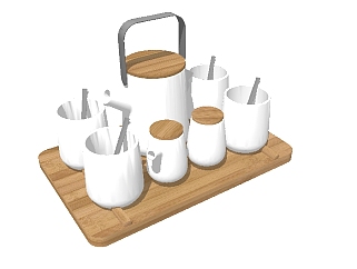 现代茶具草图大师模型，茶具sketchup模型下载