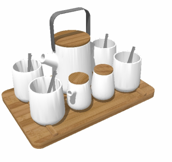 现代茶具草图大师模型，茶具sketchup模型下载
