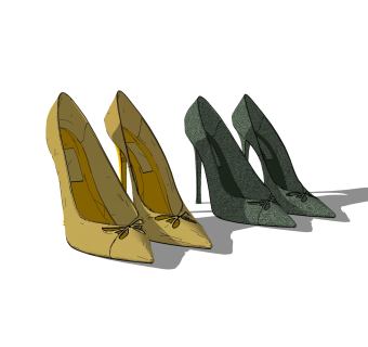 现代高跟鞋草图大师模型,服装店衣架su模型下载