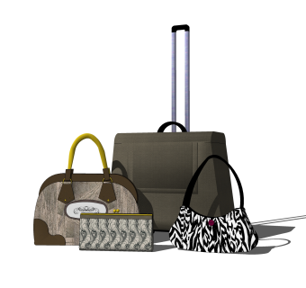 现代行李箱挎包草图大师模型,服装店衣架su模型下载