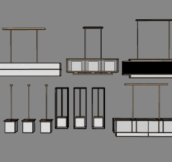 中式吊灯su组合模型，吊灯sketchup模型下载