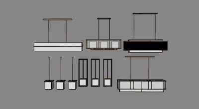 中式吊灯su组合模型，吊灯sketchup模型下载