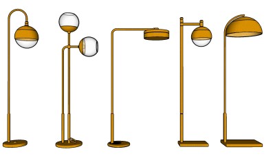 现代家庭灯具落地灯组合su模型下载、家庭灯具落地灯组合草图大师模型下载