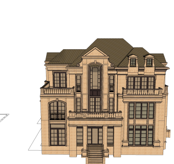 欧式别墅外观草图大师模型，SU模型免费下载