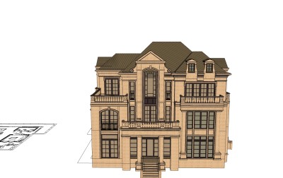 欧式别墅外观草图大师模型，SU模型免费下载