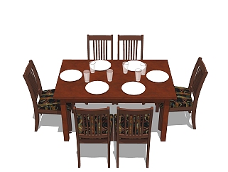<em>中式餐桌</em>椅草图大师模型，餐桌椅skb文件下载