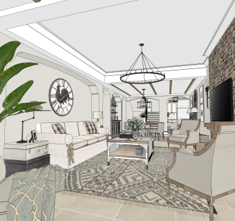 地中海风家装草图大师模型，家装SU模型下载