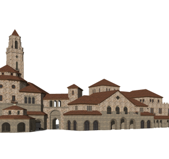 欧式沿街商业建筑草图大师模型，沿街商业建筑sketchup模型免费下载