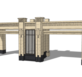 欧式入口大门草图大师模型下载，入口大门sketchup模型
