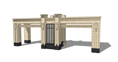 欧式入口大门草图大师模型下载，入口大门sketchup模型