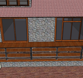 小屋的阳台草图大师模型，阳台sketchup模型下载