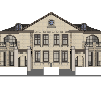 欧式联排别墅SU模型，联排别墅SKP模型下载