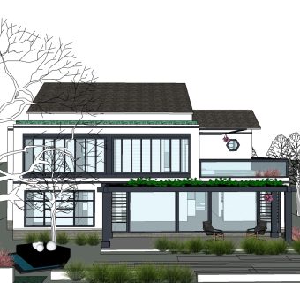 中式别墅su模型下载、中式别墅草图大师模型下载