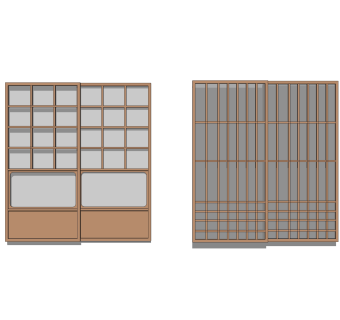 日式推拉门草图大师模型，日式推拉门SU模型下载