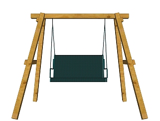 中式实木秋千吊椅草图大师模型，吊椅su模型下载