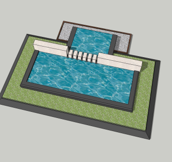 现代入口水景草图大师模型，入口水景sketchup模型下载