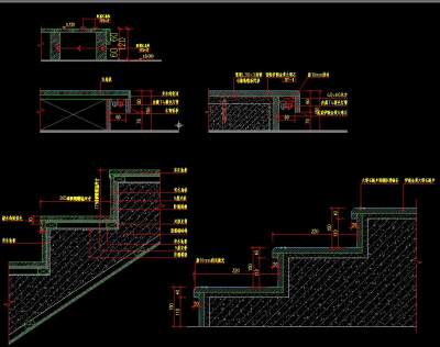 地台踏步CAD施工图剖面图节点大样，地台CAD施工图纸下载