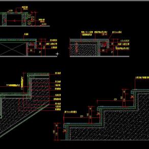 地台踏步CAD施工图剖面图节点大样，地台CAD施工图纸下载
