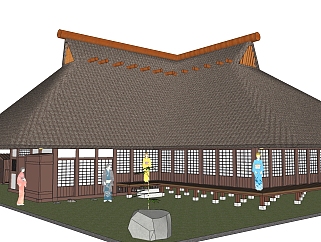 日式古建寺庙免费su模型下载、古建寺庙草图大师模型下载