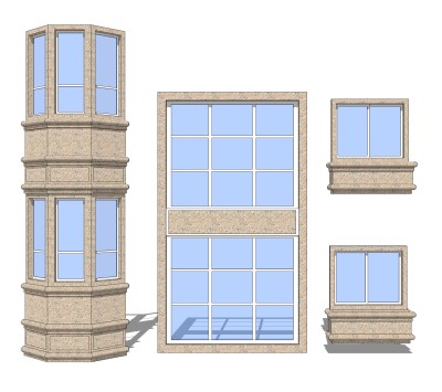 欧式窗草图大师模型,欧式窗SU模型下载